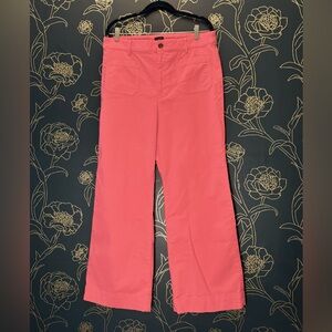 JCREW patch pocket WIDE LEG trousers PINK stretch Size 32 Fits 12/14